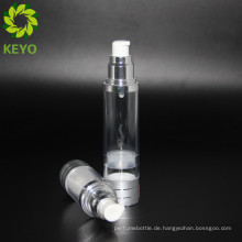 Kosmetische weiße pumpe flasche 30 ml zylinderförmige plastikflasche 1 unze glas airless pumpe kosmetische flasche